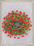 coroana funerara rotunda din 35 garoafe rosii