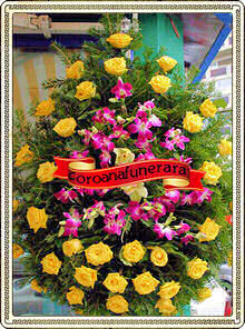 coroana funerara trandafiri si orhidee
