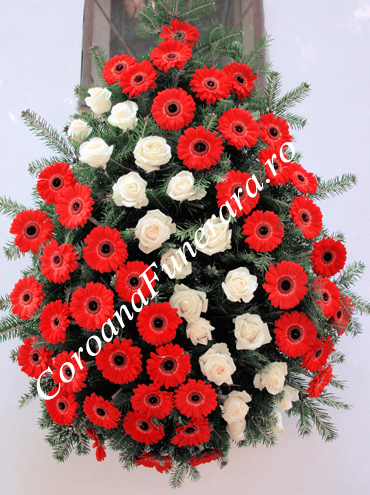 coroana gerbera si trandafiri